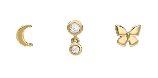 Fossil Set de cercei placați cu aur All Stacked Up JA7278SET