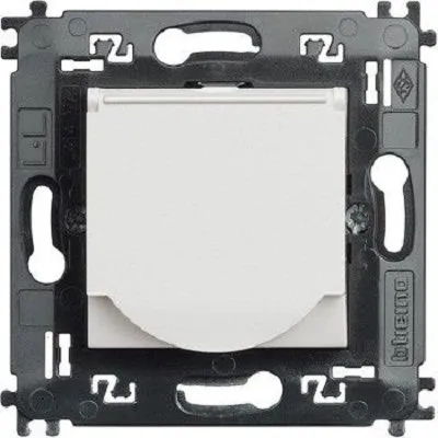 Priza cu capac monobloc 2 module Living Light Bticino N4141MAP, alb