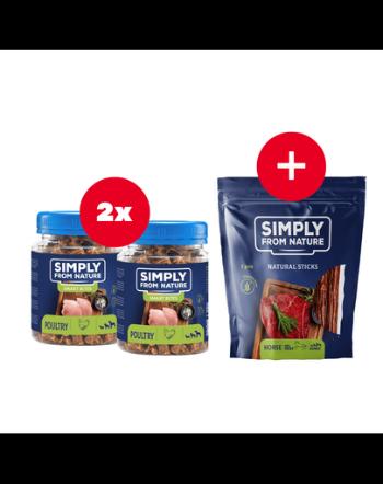 SIMPLY FROM NATURE Smart Bites recompense caini 2 x 130 g cu pasare + snack GRATIS