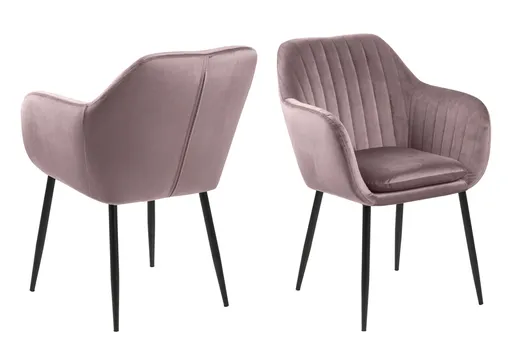 Scaun Emilia, Actona, 57x61x83 cm, catifea/otel, roz pudrat