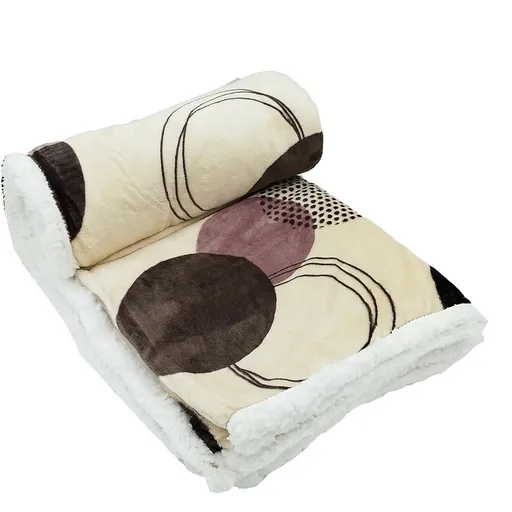 Pătură cu imitație de blăniță Cercuri maro , 150 x 200 cm