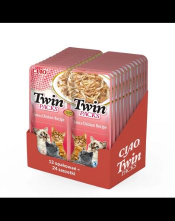INABA Twin ton cu pui in supa pentru pisici 24x40 g