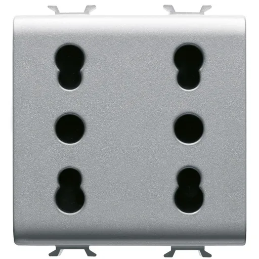 Priza dubla standard italian 16A 2 module Gewiss Chorus GW14208, titan