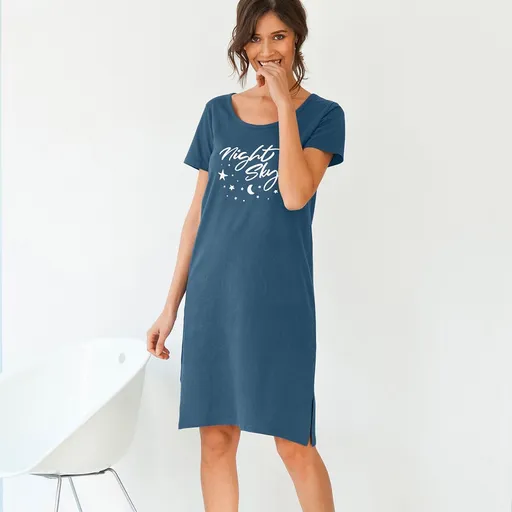 Cămașă de noapte cu mânecă scurtă, imprimeu Night sky