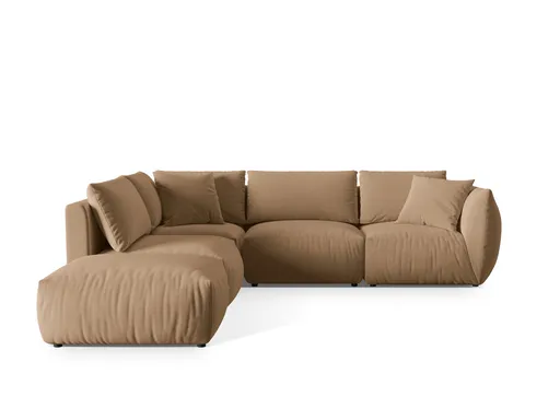 Coltar modular stanga 4 locuri, Chris-184, Micadoni Home, 295x290x80 cm, catifea, bej sand