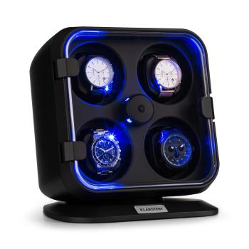 Klarstein Clover Watch winder, suport pentru 4 ceasuri, 3 rotații, 4 viteze LED