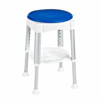 SAPHO A0050401 Taburet pivotant pentruhandicapați, reglabil pe înălțime, alb/albastru