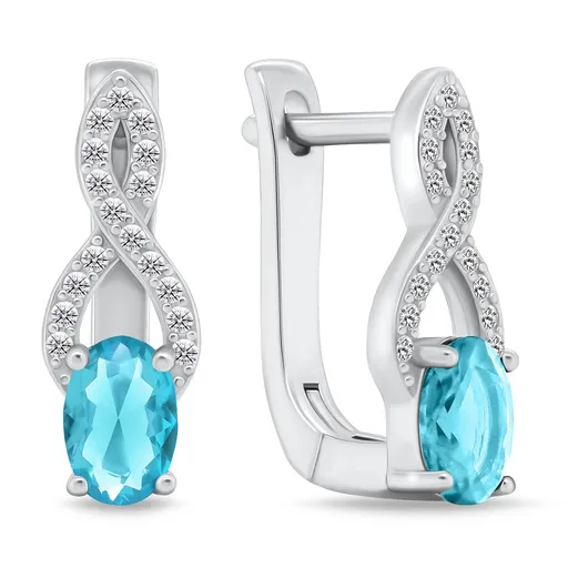 Brilio Silver Cercei fermecați din argint cu zirconi acvamarini EA293AW