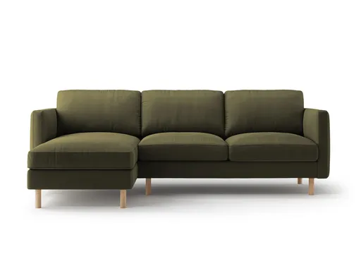 Coltar stanga 3 locuri, Eden, Micadoni Home, 250x150x90 cm, catifea, verde muschi melanj