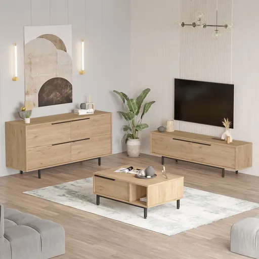 Set mobilier living, Hanah Home, ON20-S, Stejar