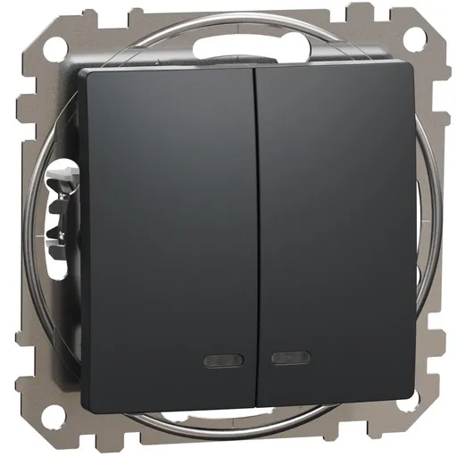 Intrerupator dublu cu indicator luminos albastru Schneider Sedna Design SDD114105L, antracit