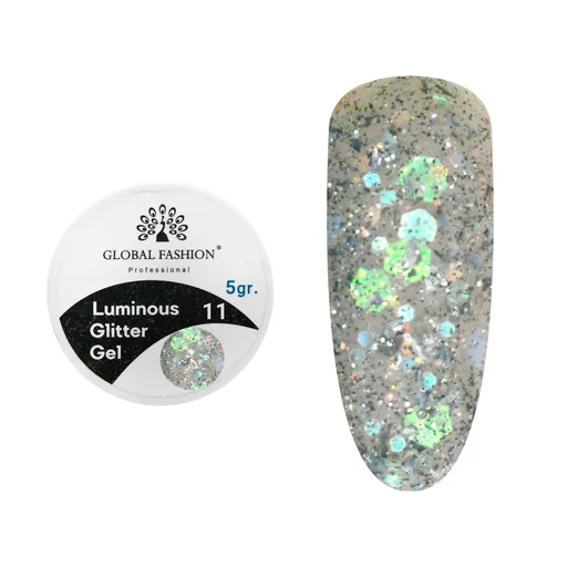 Gel luminiscent Luminous Glitter Gel cu sclipici hexagon 5g, 11