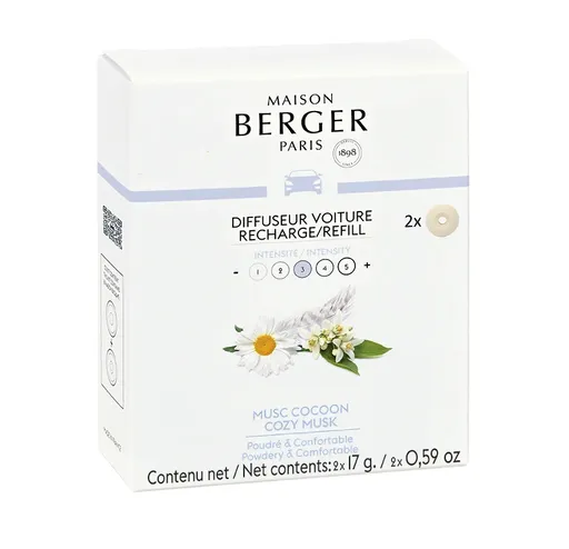 Maison Berger Paris Cartuș de rezervă pentru difuzorul de mașină Cozy Musk (Car Diffuser Recharge/Refill) 2 buc