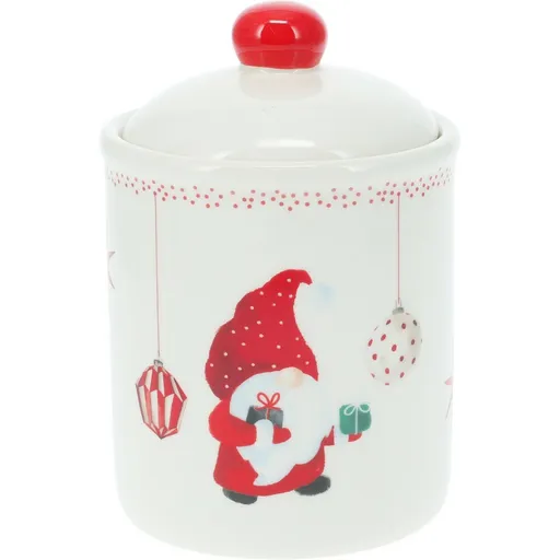 Doză ceramică cu capac Spiriduș de Crăciun