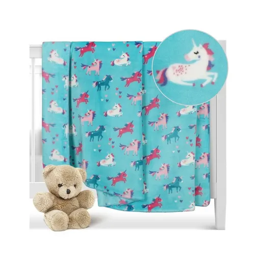 Bellatex Pătură pentru copii Ella Unicorn turcoaz,100 x 150 cm