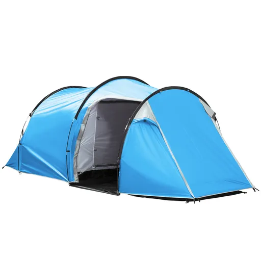 Outsunny Cort de camping, cort instant pentru 2-3 persoane, vestibul si zona de dormit, rezistent la apa, 426 x 206 x 154 cm, albastru deschis | Aosom