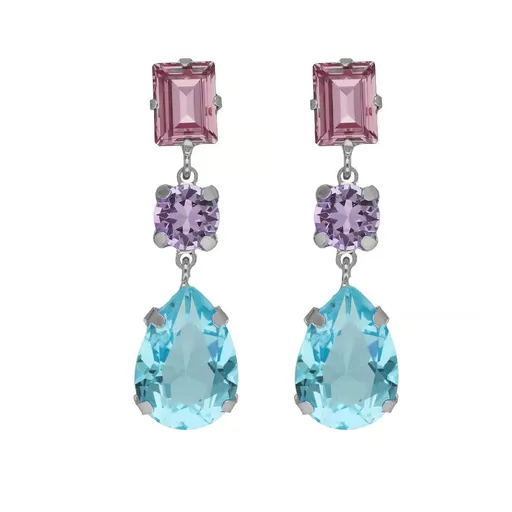Victoria Cruz Cercei din argint cu cristale colorate Bay A4892-MHT