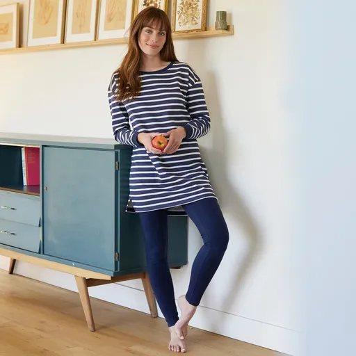 Pijama în dungi din molton cu jambiere