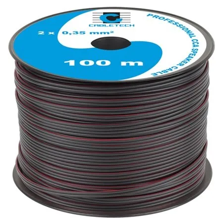 Cablu difuzor CCA, 2 x 0.35 mm2, culoare neagra, rola 100m KAB0363