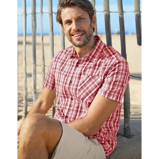 Cămașă cu mâneci scurte, cu motiv carouri în carouri