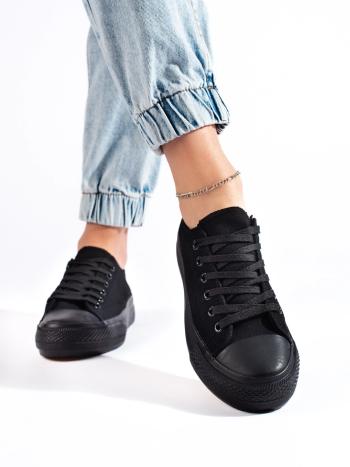 Adidași negri confortabili pentru femei fără toc