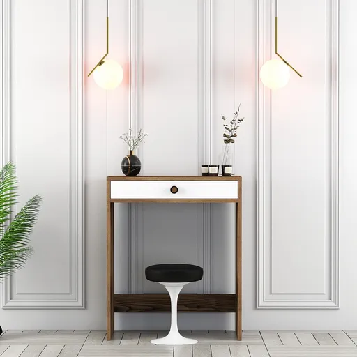 Masa de machiaj, Hanah Home, Lizbon, 70x40x84.7 cm, Nuc/Alb