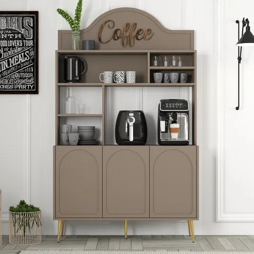 Dulap de bar pentru cafea, Hanah Home, Lyon 120, 120x202x35 cm, Atlas / Aur