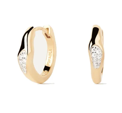 PDPAOLA Cercei placați cu aur cu pietre de zircon Onda Essentials AR01-C12-U