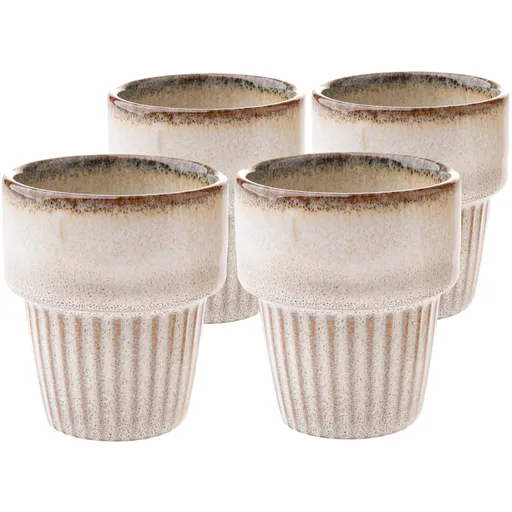 Set de 4 căni din ceramică Rustik 100 ml, bej, bej