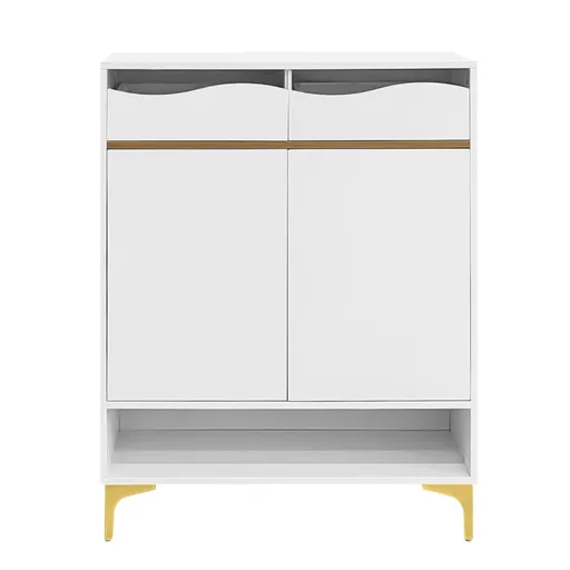 Dulap pentru pantofi cu iluminare LED, dulap de hol cu sertare și rafturi, 80x35x105 cm, Alb