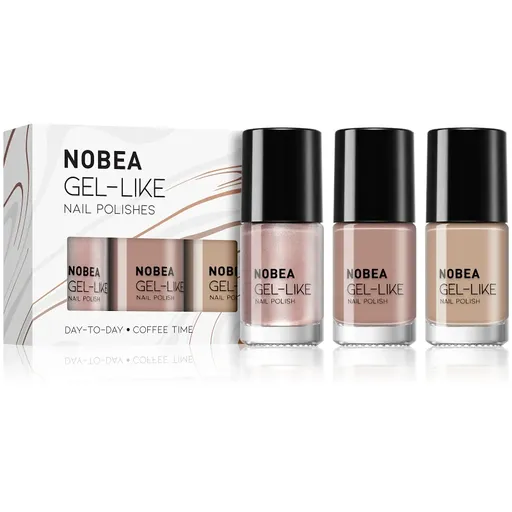 NOBEA Day-to-Day 3-Piece Gel-like Nail Polish set set de lacuri de unghii Coffee Time