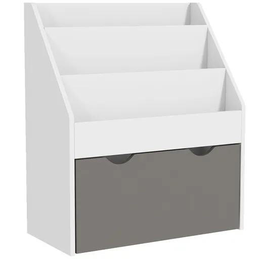 AIYAPLAY Bibliotecă pentru Copii 3-8 Ani cu 3 Rafturi și Sertar Inferior, din MDF, 62.5x30x70 cm, Gri | Aosom Romania
