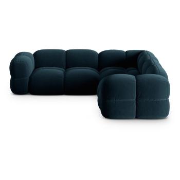 Sötétkék bársony sarokkanapé Loretto – Cosmopolitan Design