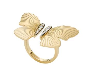 Fossil Frumos inel deschis placat cu aur Butterflies JF04800710