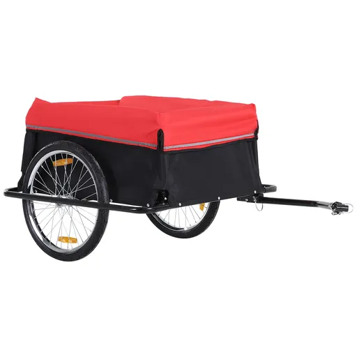 Outsunny Remorcă pentru Biciclete din Oțel cu Capacitate Maximală de 40 kg și Husă Protectoare, 140x88x60 cm, Roșu și Negru | Aosom Romania