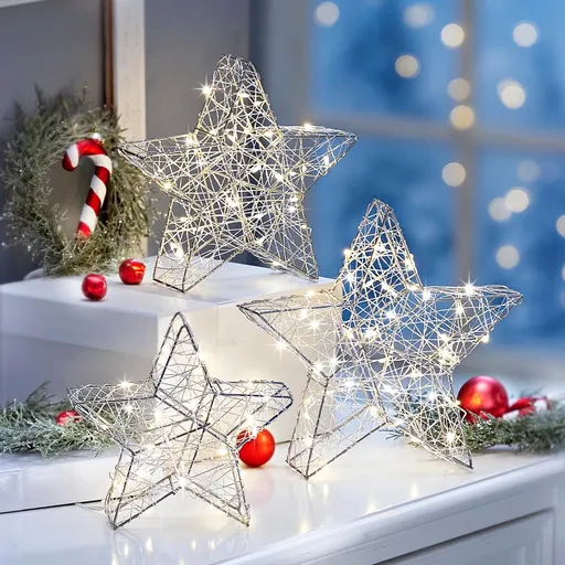 Decorațiune LED Stele 3D, set de 3