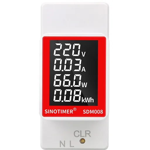 Contor monofazat de energie electrica, Sinotimer, 50-300V, 100A, display led, functie resetare, iluminat, SDM008