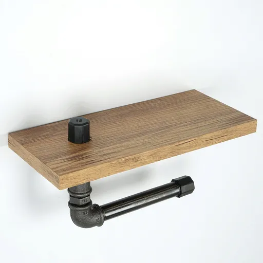 Suport pentru hartie igienica, Hanah Home, Boruraf254, 30x12x14 cm, Nuc / Negru