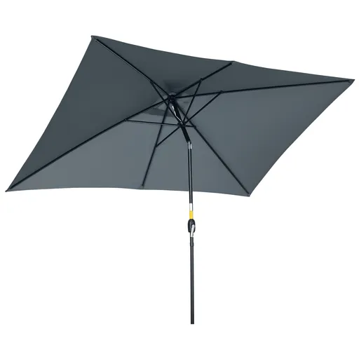 Outsunny Umbrelă de Grădină Înclinabilă cu Manivelă și 6 Spiţe, 2x3 m, Gri Închis | Aosom Romania