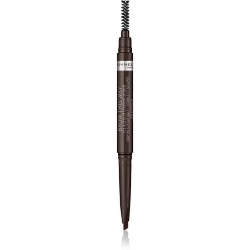 Rimmel Brow This Way creion pentru sprancene perie 2 in 1 culoare 003 Dark Brown 0,25 g