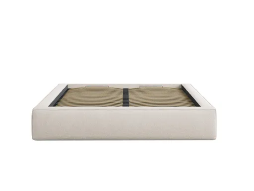 Pat tapitat cu somiera rabatabila si lada depozitare, 180x200 cm, Micadoni Home, Simon-206, tesatura boucle, bej deschis