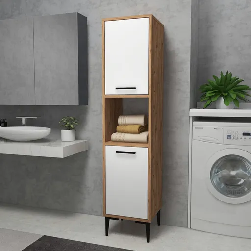 Dulap multifunctional, Hanah Home, Daminol, 35x153.6x35 cm, Pin Atlantic / Alb