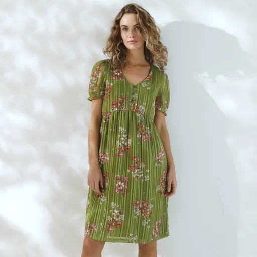 Rochie scurtă din voal jacquard imprimată