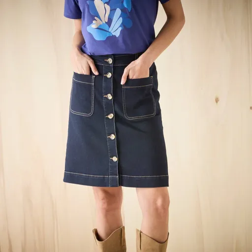 Fustă scurtă evazată cu nasturi