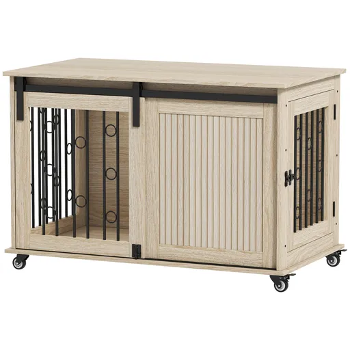 PawHut Cușcă pe roți, ușă culisantă, 100 x 56 x 65 cm, lemn, oțel | Aosom Romania