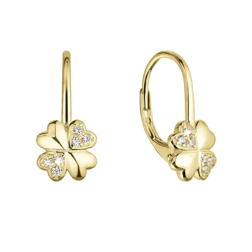 Evolution Group - Pavona Cercei suspendați placați cu aur cu trifoi cu patru foi 11502.1/AU