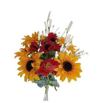 Buchet artificial de floarea soarelui și maci , 80x 19 cm