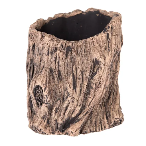 Ghiveci din beton Decor scoarță de copac, maro, 12 x 13,5 cm, maro, diam. 12 cm