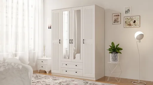 Dulap pentru haine, Hanah Home, Rb-074, 140x184x52 cm, Alb mat