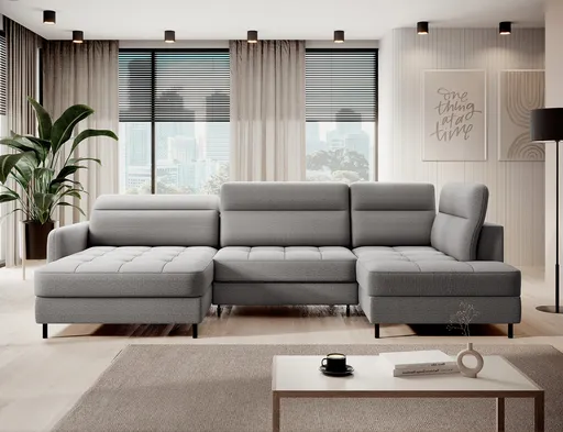 Coltar extensibil stanga 4 locuri ELTAP, LT-03MAN, Berrto, 306x165x100 cm, lemn/poliester, gri inchis